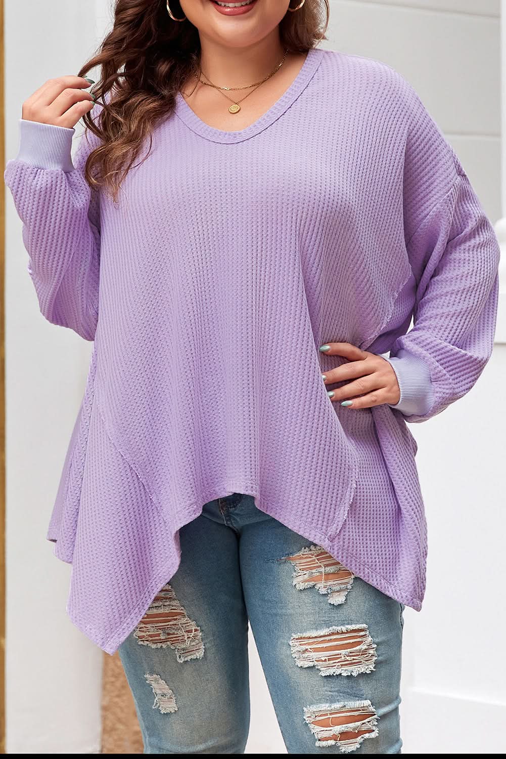 Flattering orchid petal plus size top - Love Salve